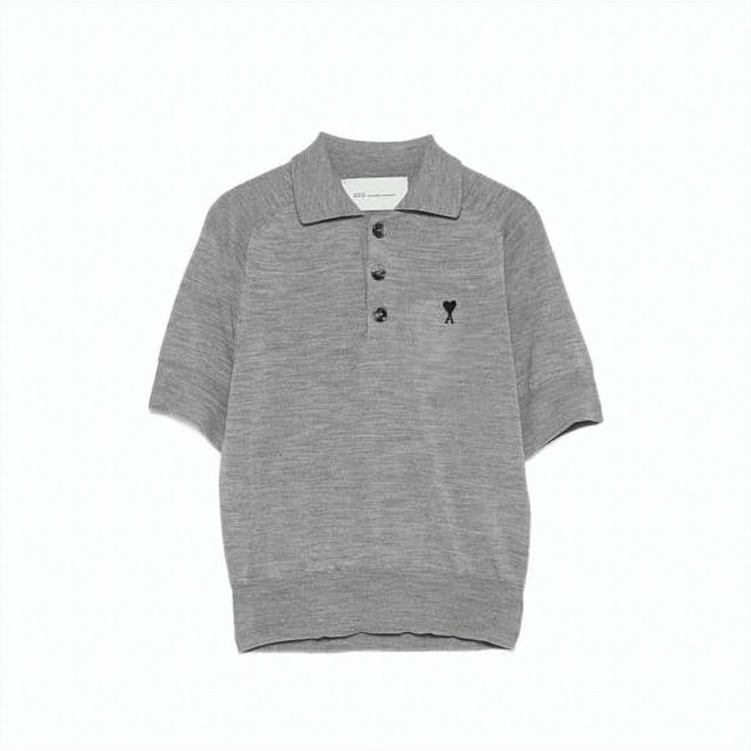 Ami Paris Short-Sleeved Polo Shirt In Fine Wool