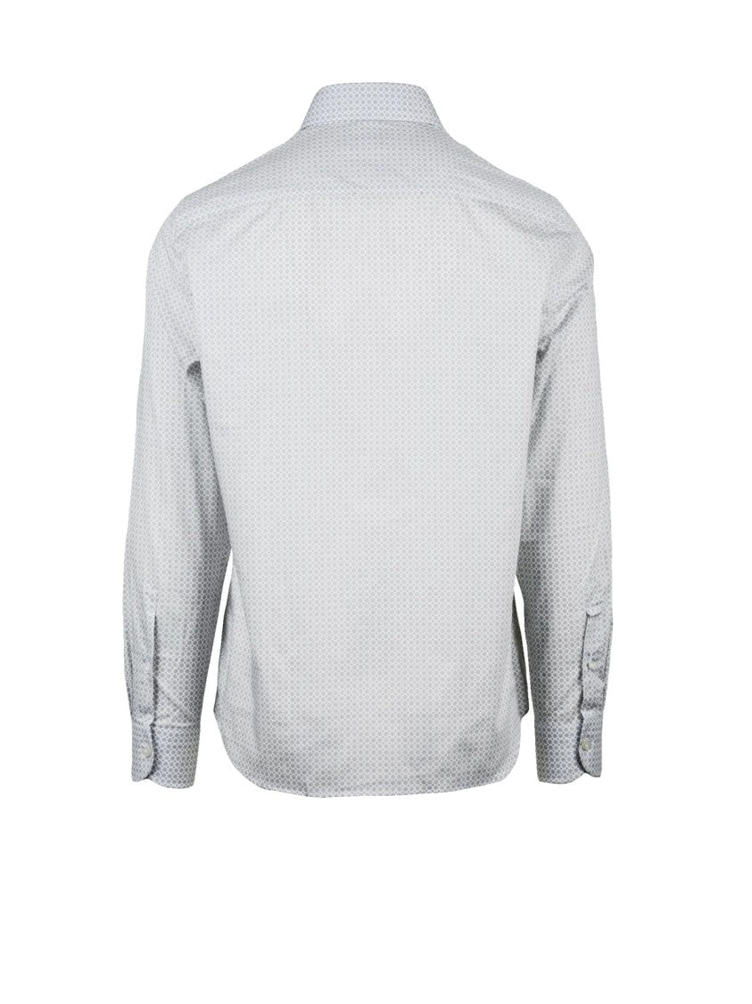 Sonrisa Fior Di Cotone Light Grey Geometric Pattern Cotton Shirt