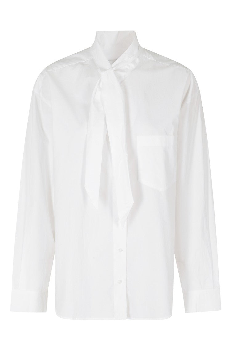 Herskind White Cintra Tie-Neck Cotton Poplin Shirt