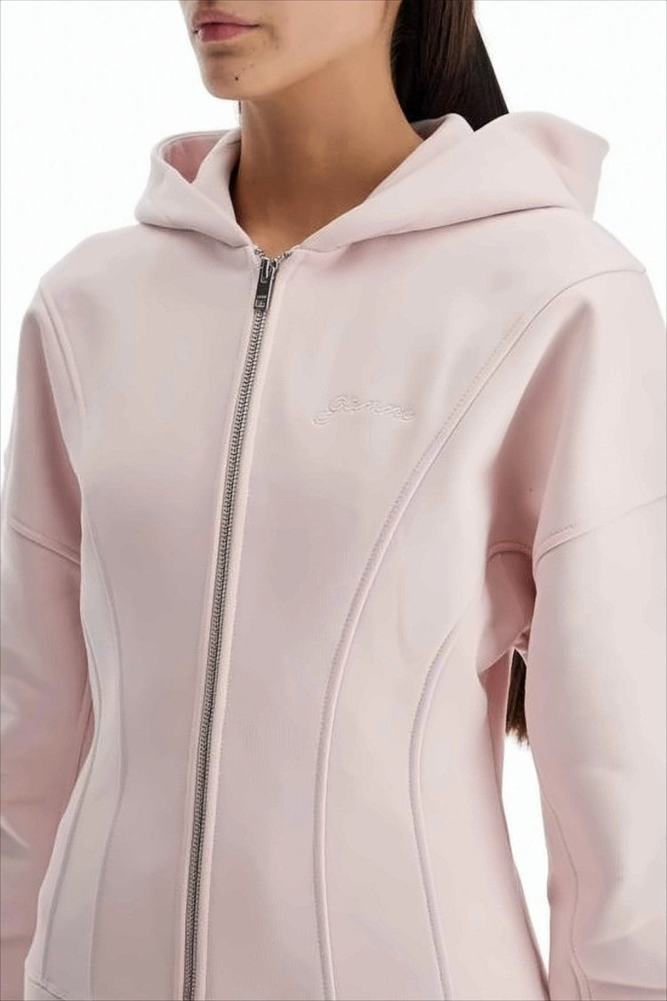 Ganni Front-Zip Hoodie In Soft Organic Cotton