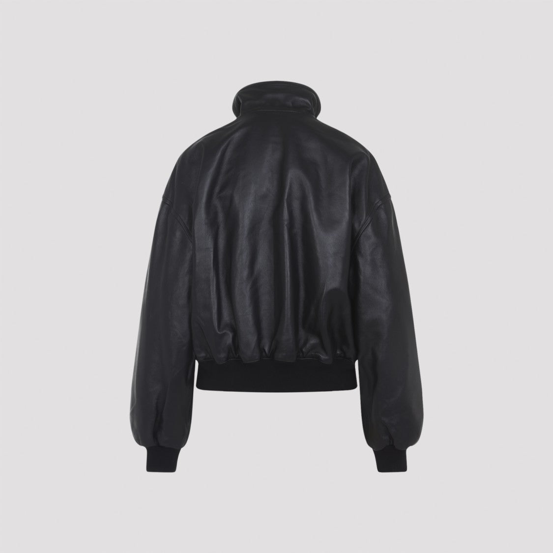 Balenciaga Black Leather Jacket With Standing Collar