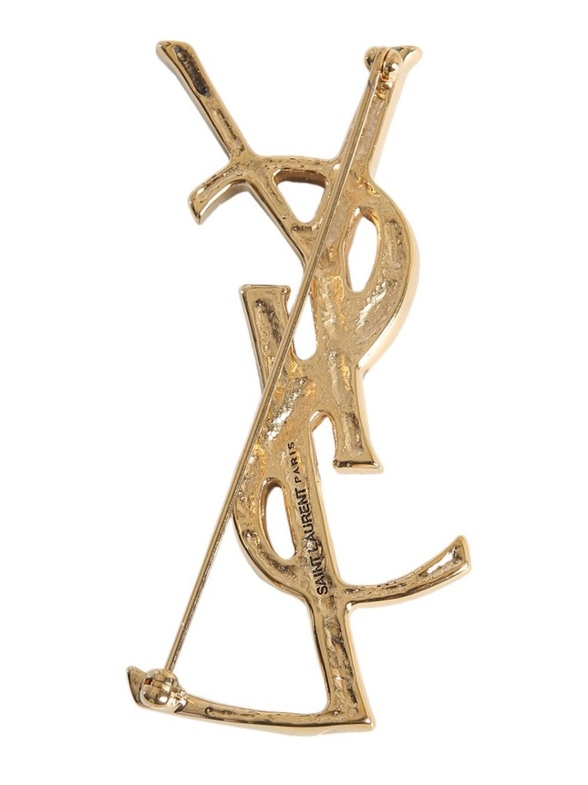 Saint Laurent Cassandre Crocodile Brass Brooch