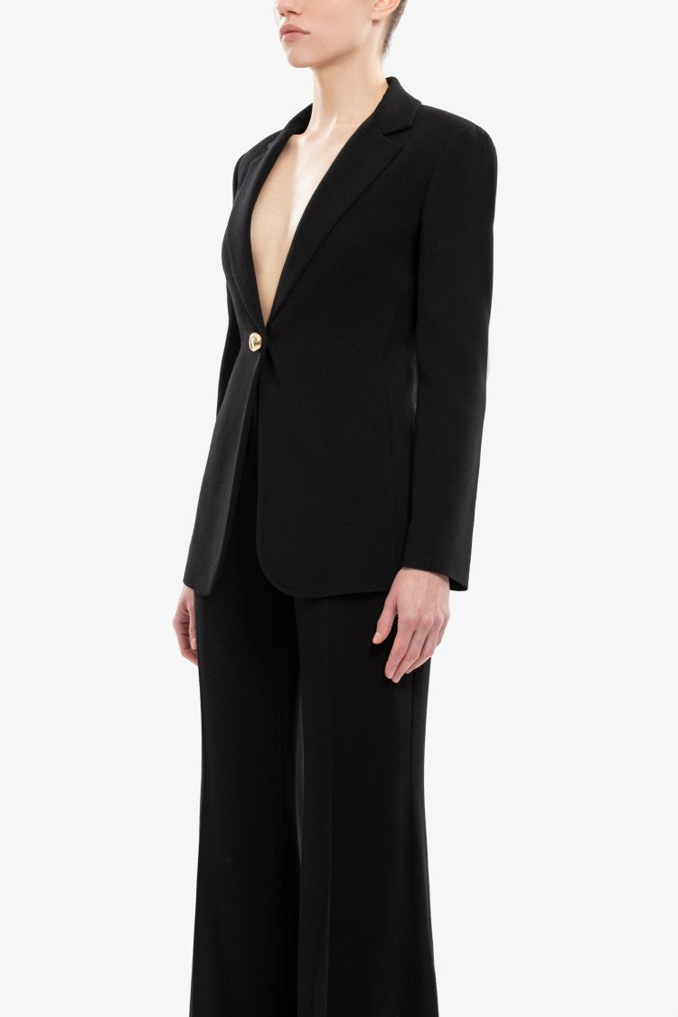 Saiid Kobeisy Jet Black Crepe Tailored Jacket