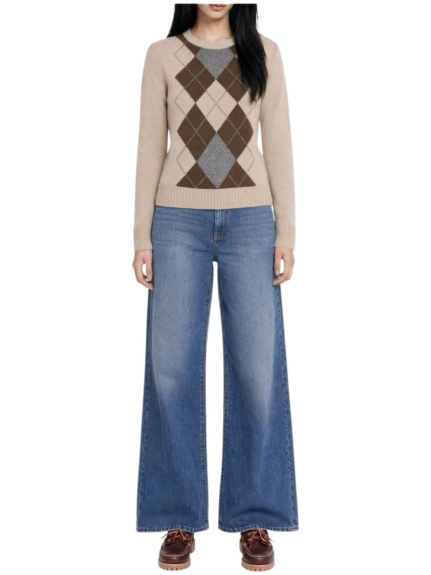 Max Mara Argyle Intarsia Knit Crewneck Sweater
