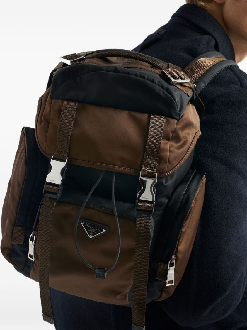 Prada Black Re-Nylon Leather Multiple Pockets Backpack