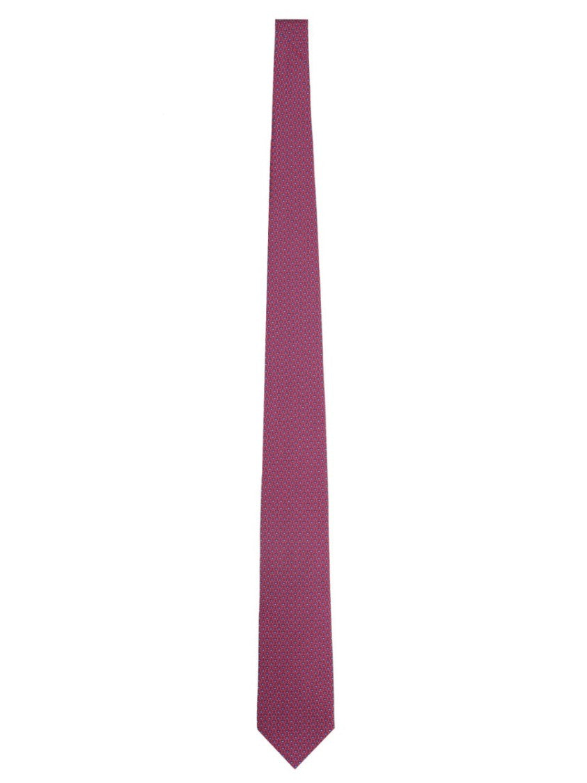 Ferragamo Slim Textured Silk Tie In Deep Reddish-Purple