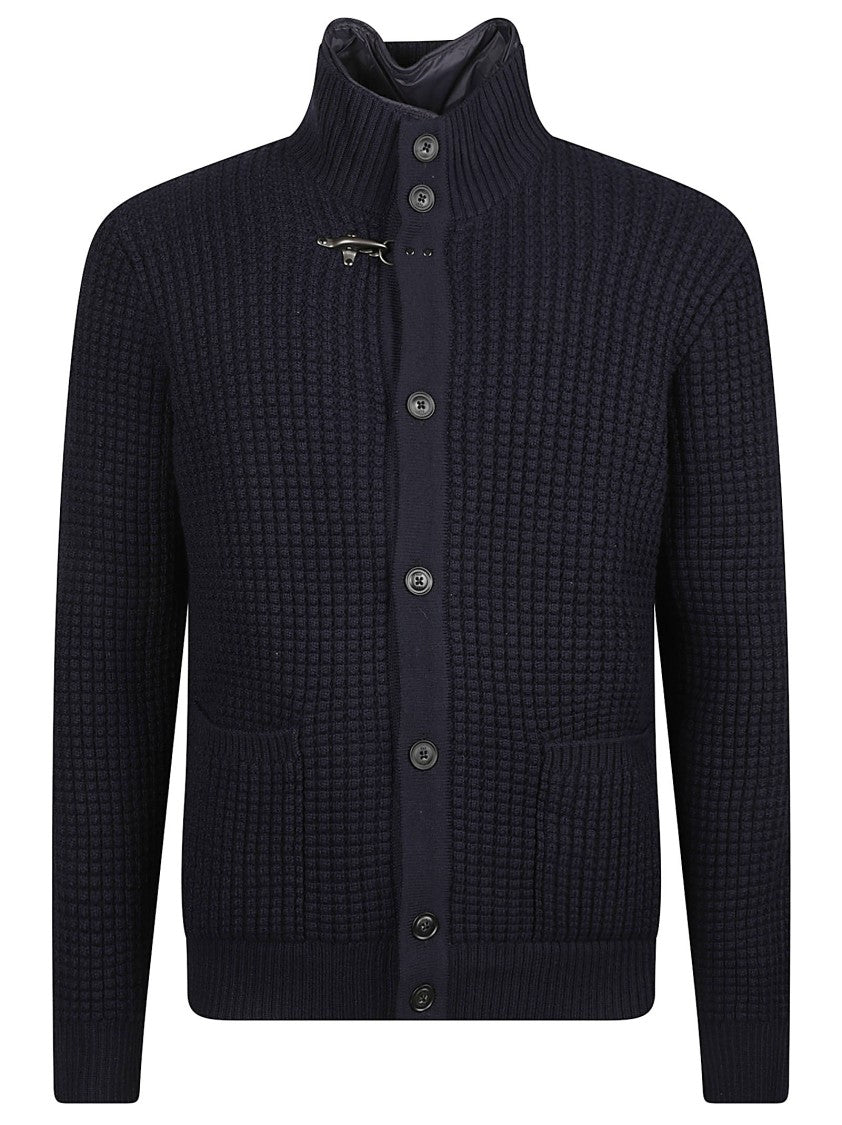 Fay 3 In 1 High Collar Virgin Wool Cardigan