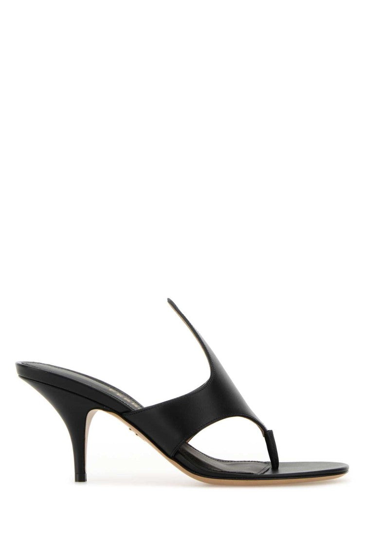 Salvatore Ferragamo Black Leather Lyrai Thong Mules