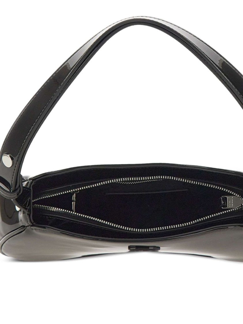 Diesel Black Curved Patent Finish Handbag