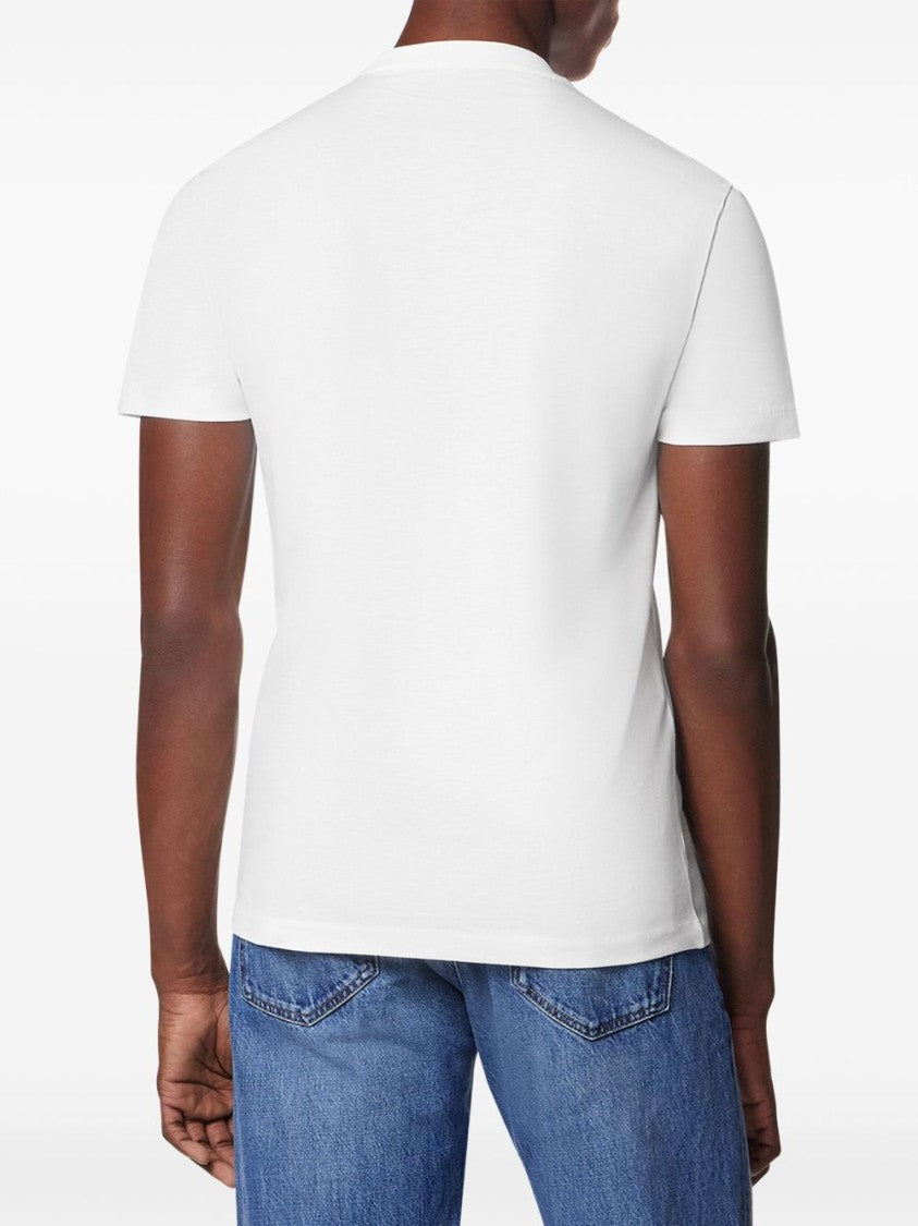 Versace White Graphic Print T-Shirt With Flame Motif