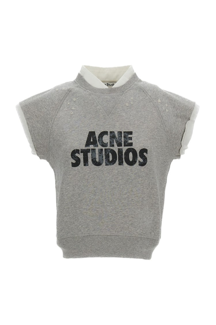 Acne Studios Cropped Short-Sleeved Top With Distressed Accents