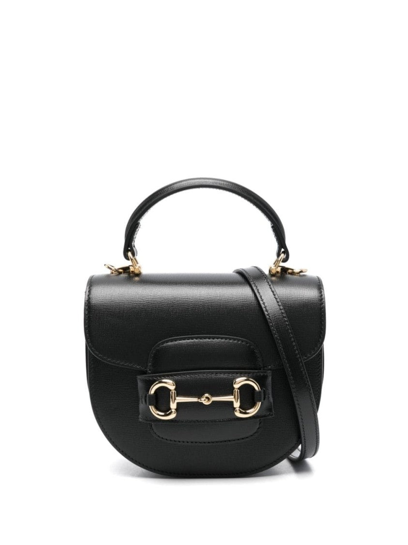 Gucci Structured Leather Shoulder Bag With Gold-Tone Clasp