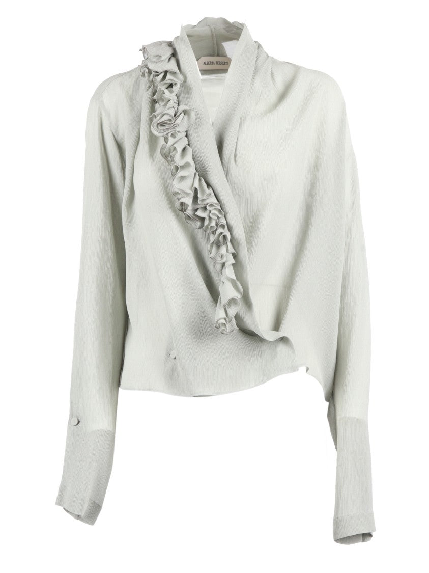 Alberta Ferretti Wrap-Style Blouse With Ruffle Detail