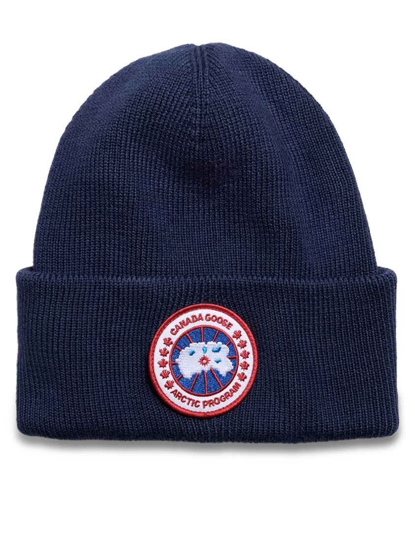 Canada Goose Ribbed Wool Toque With Maple Leaf Embroidery