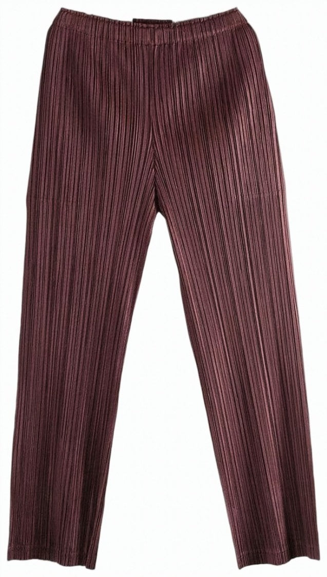Pleats Please Straight-Leg Pleated Pants With Smooth Texture