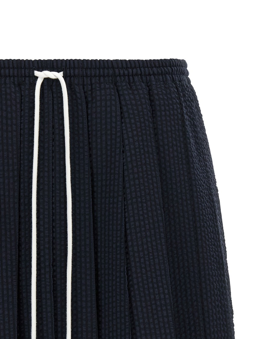 Thom Browne Flared Pleated Mini Skirt In Textured Seersucker Wool