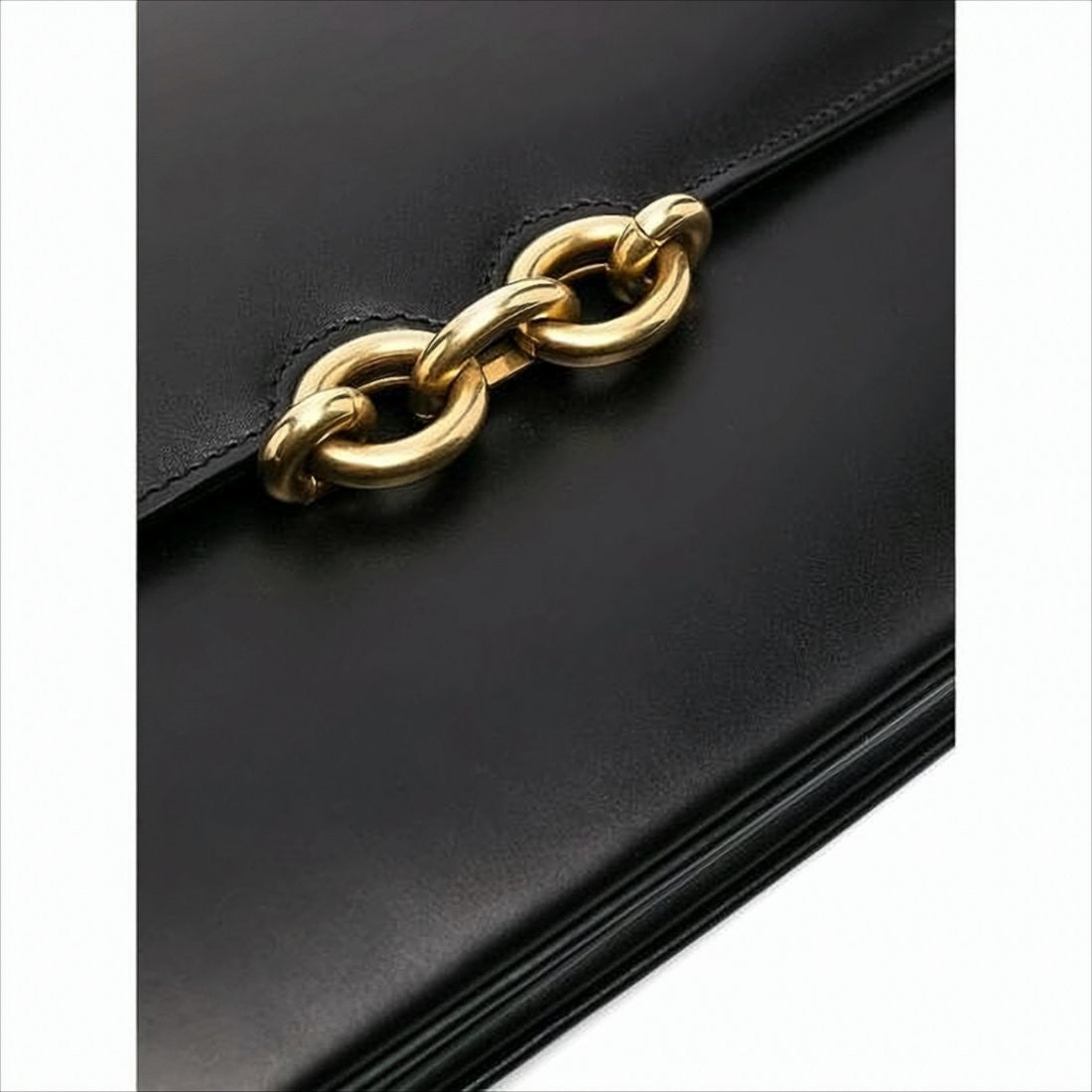 Saint Laurent Structured Black Calf Leather Shoulder Bag