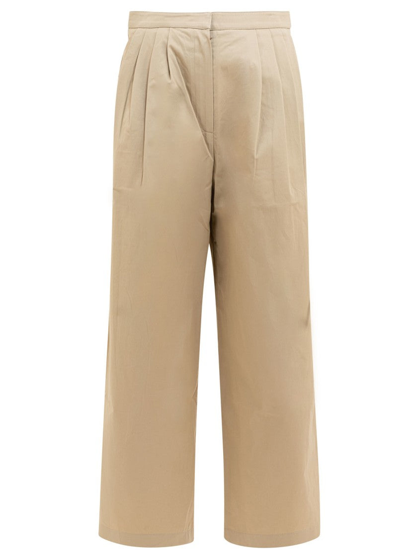 Theloom Cropped Beige Wide-Leg Trousers