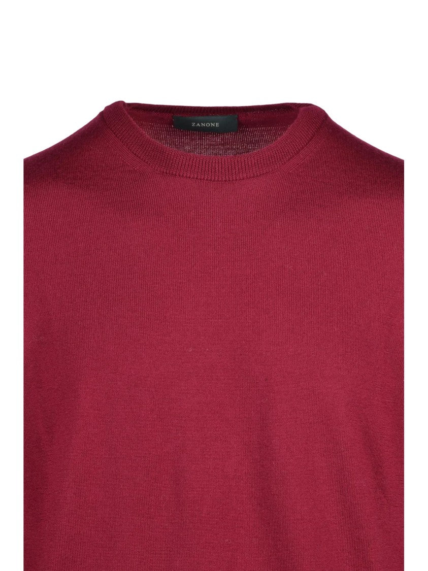 Zanone Red Virgin Wool Crewneck Sweater