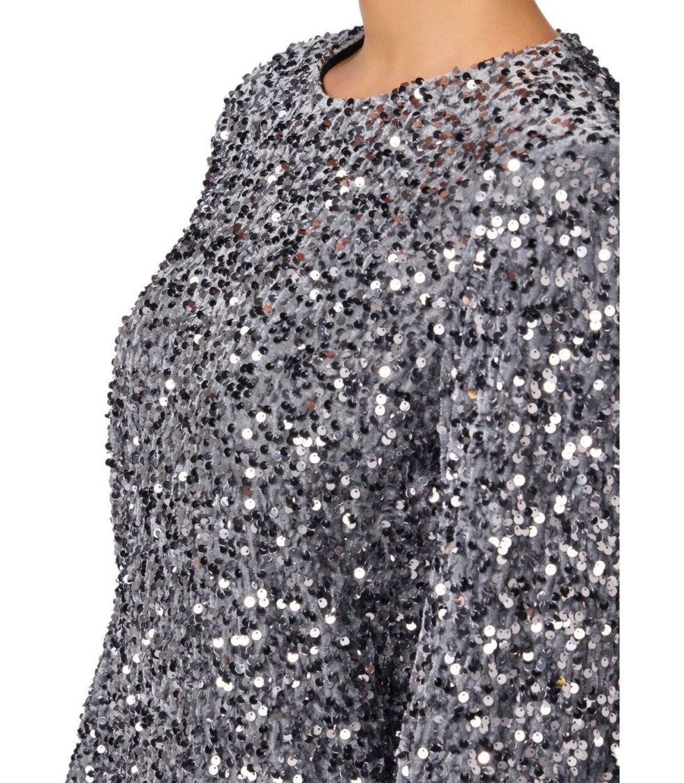 Elisabetta Franchi Steel Mini Dress With Sequins