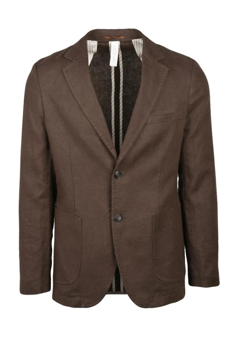Seinse Brown Linen Unlined Jacket