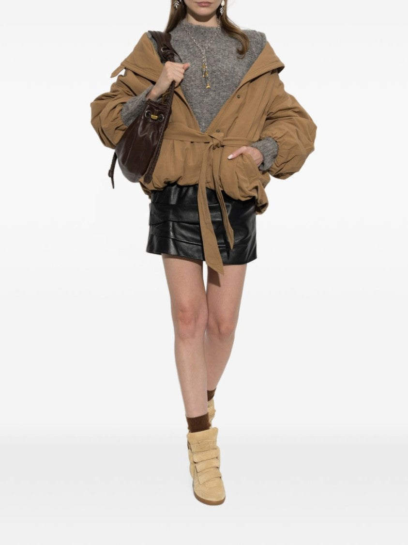 Isabel Marant Brown Short Cinched Waist Voluminous Coat