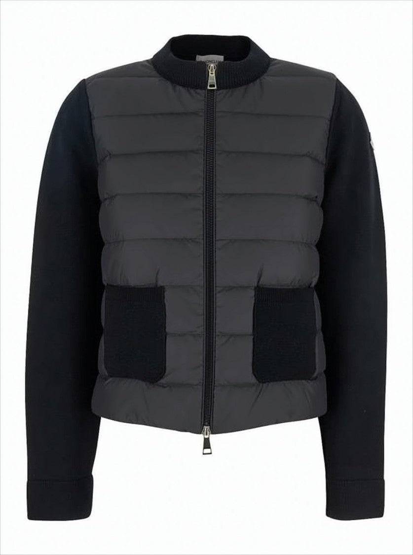Moncler Quilted Padded Jacket With Contrast Knit Sleeves