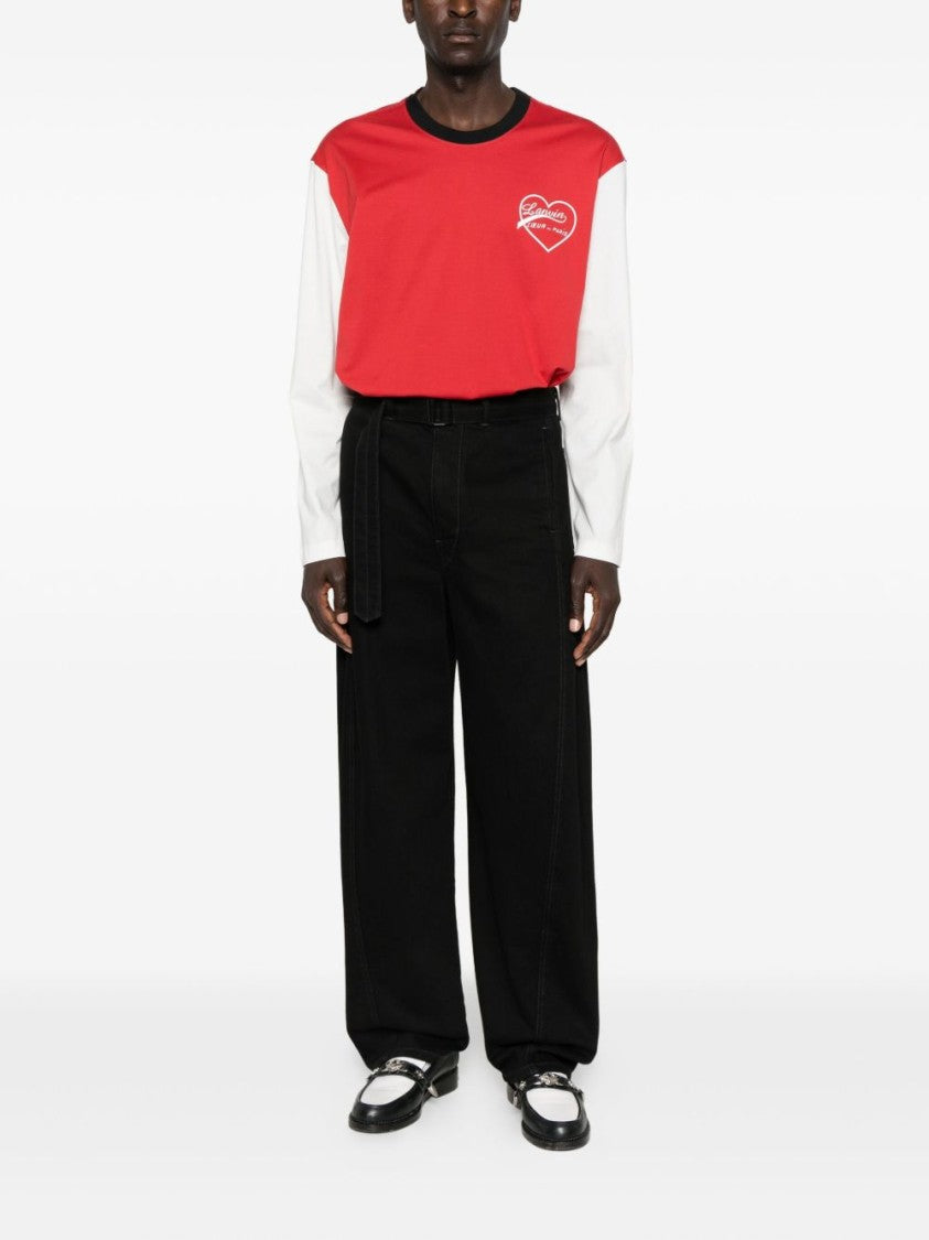 Lanvin Red Heart Logo White Panel T-Shirt