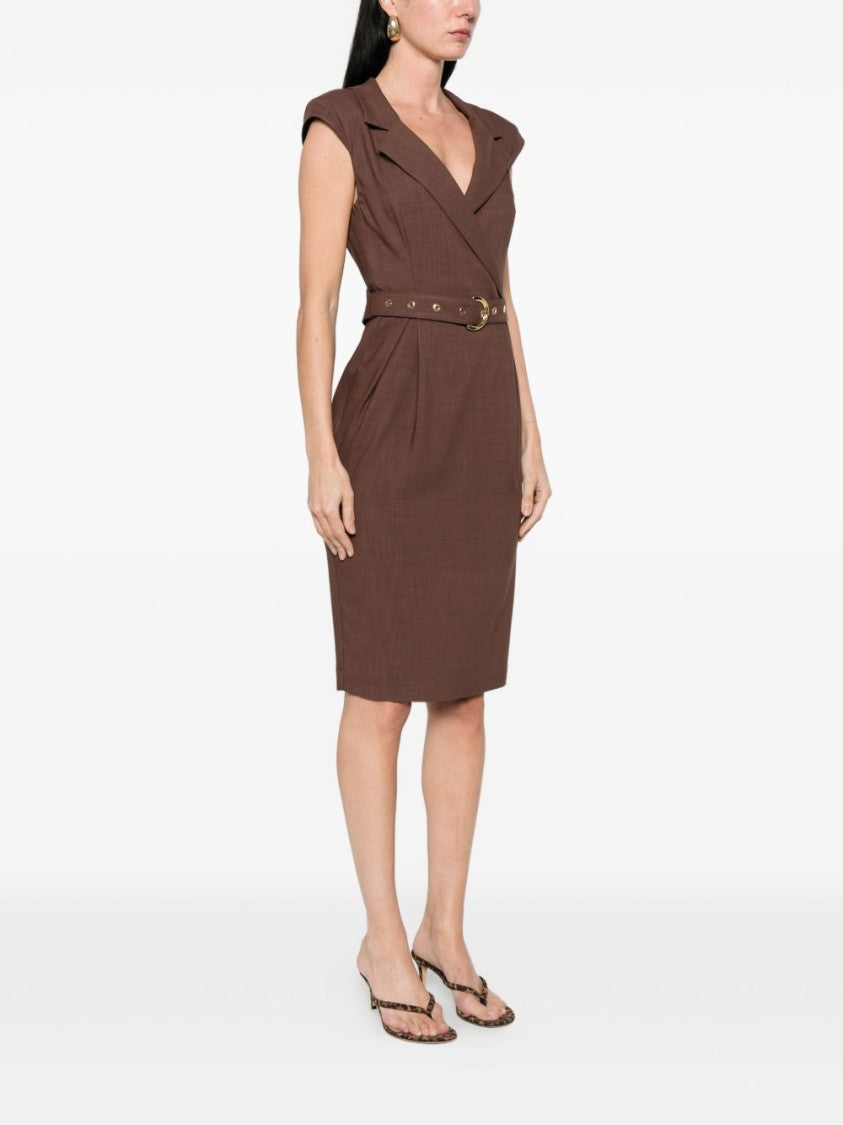 Pinko Brown Belted Sleeveless Day Dress