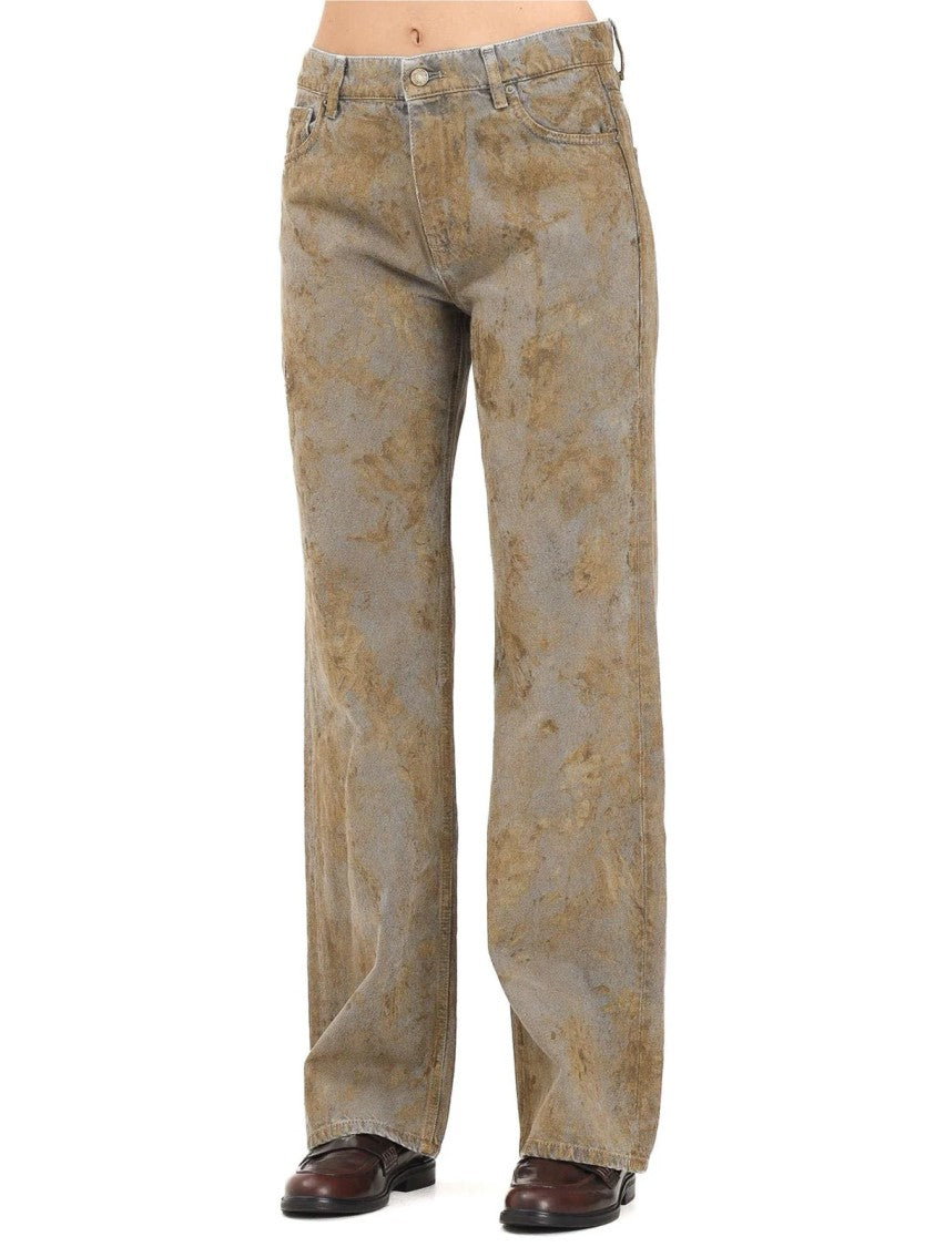 Vicolo Sage Green Cotton Straight-Leg Jeans