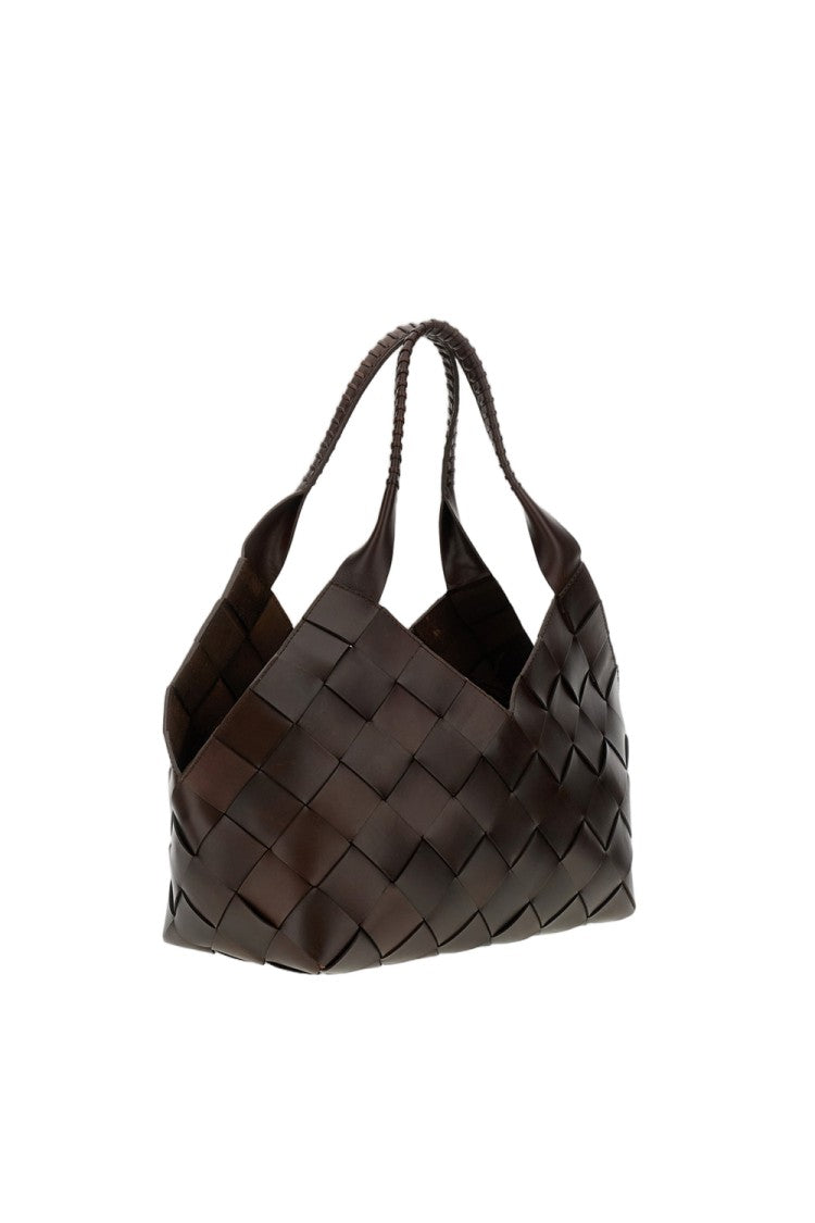 Dragon Diffusion Woven Black Leather Castello Shoulder Bag