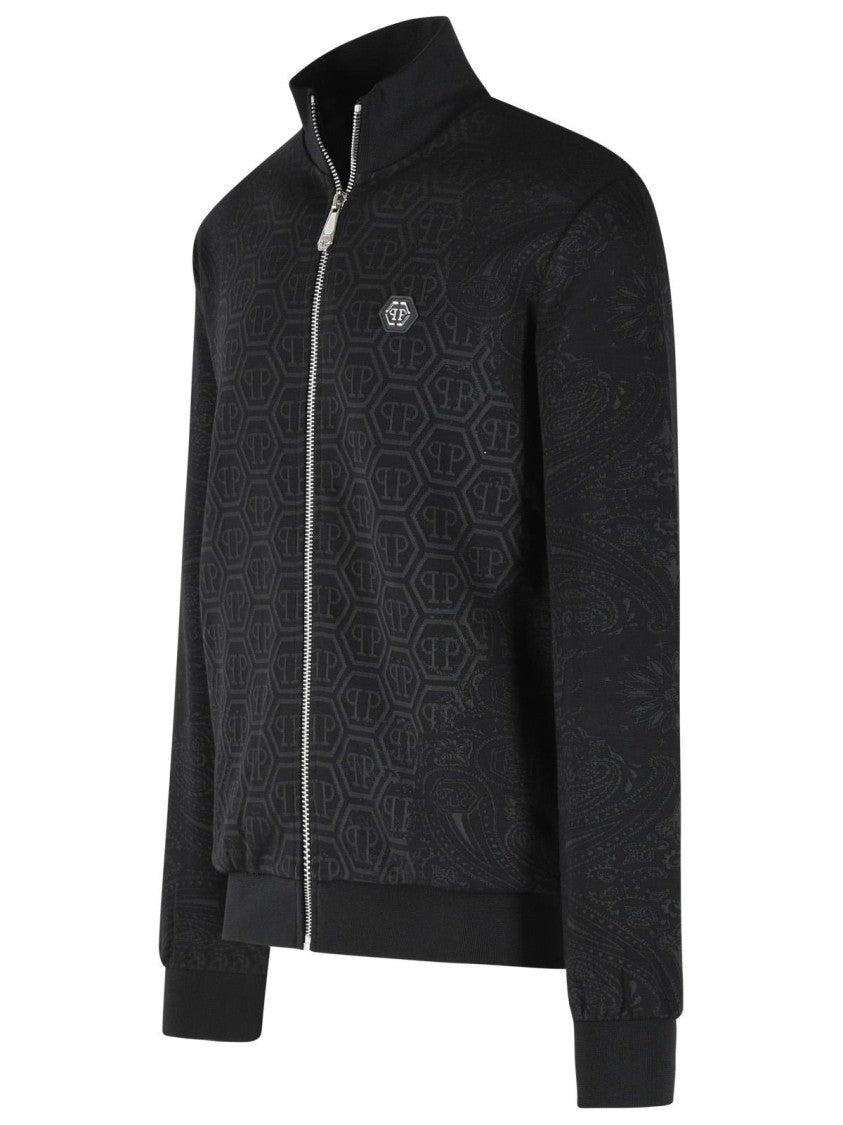Philipp Plein Black Cotton Blend Sweatshirt