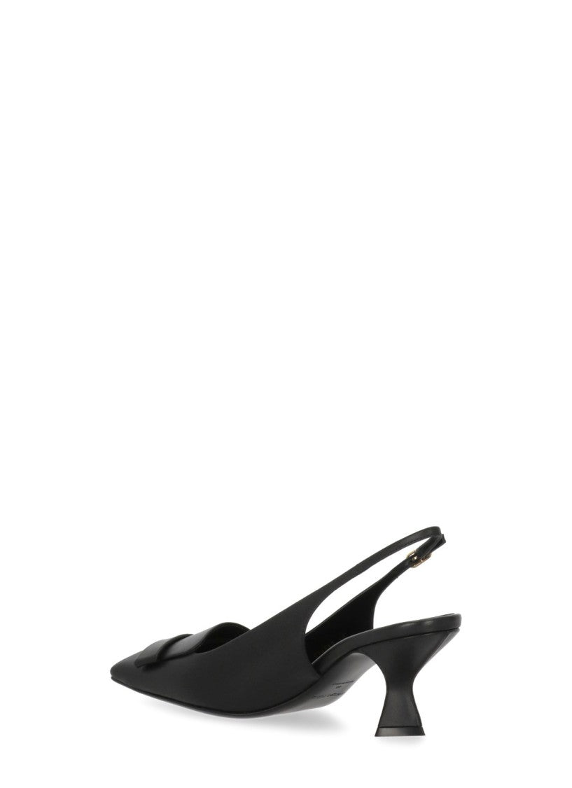 Sergio Rossi Black Square Tip Spool Heel Pumps