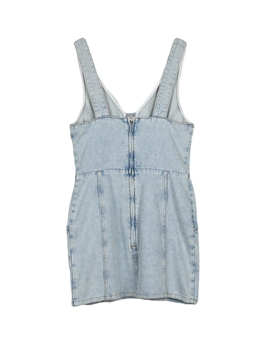 Iro Light Blue Denim Zip Pinafore Dress