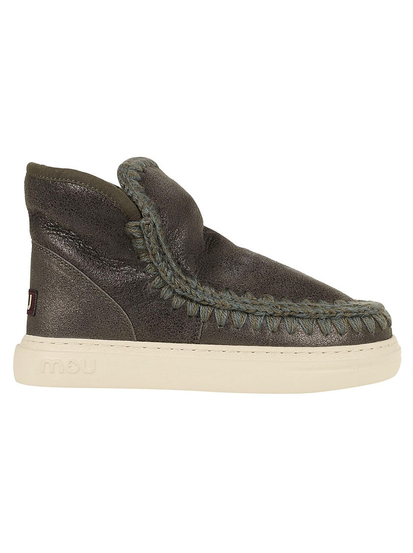 Mou Vibrant Green Sheep Skin Ankle Boots