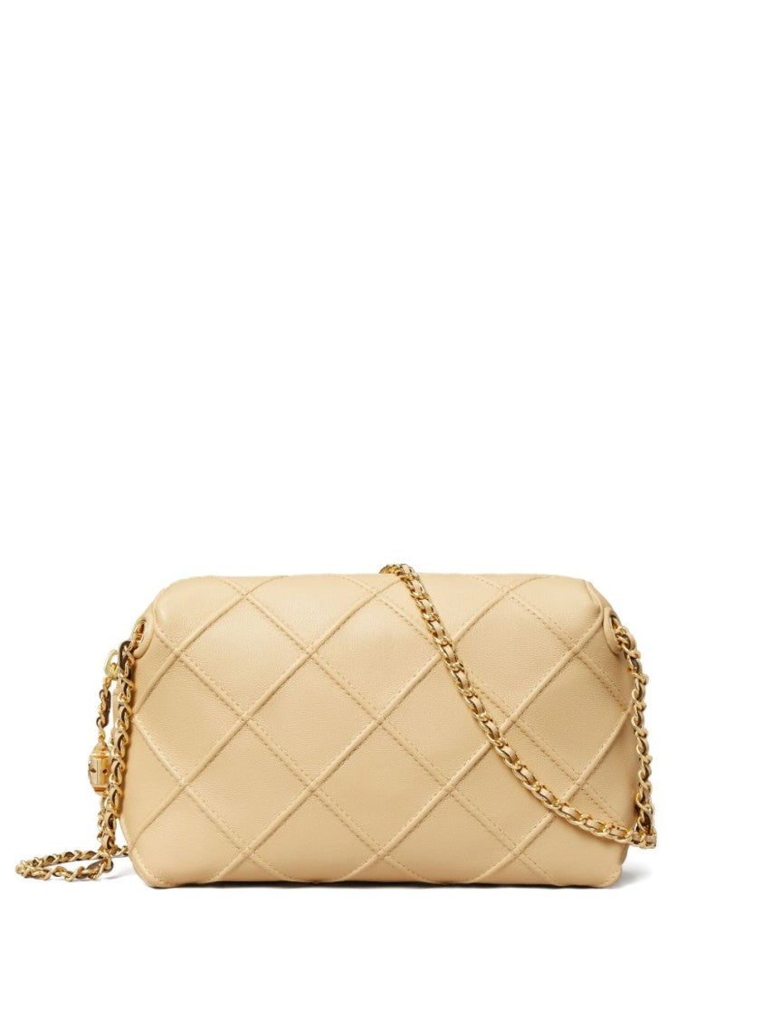 Tory Burch Sesame Beige Diamond Quilted Shoulder Bag With Gold-Tone Hardware