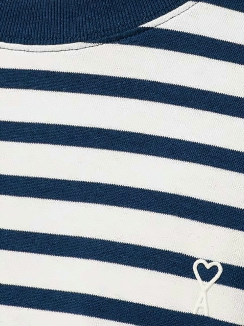 Ami Paris Navy/White Marinere Cotton Long Sleeve Top