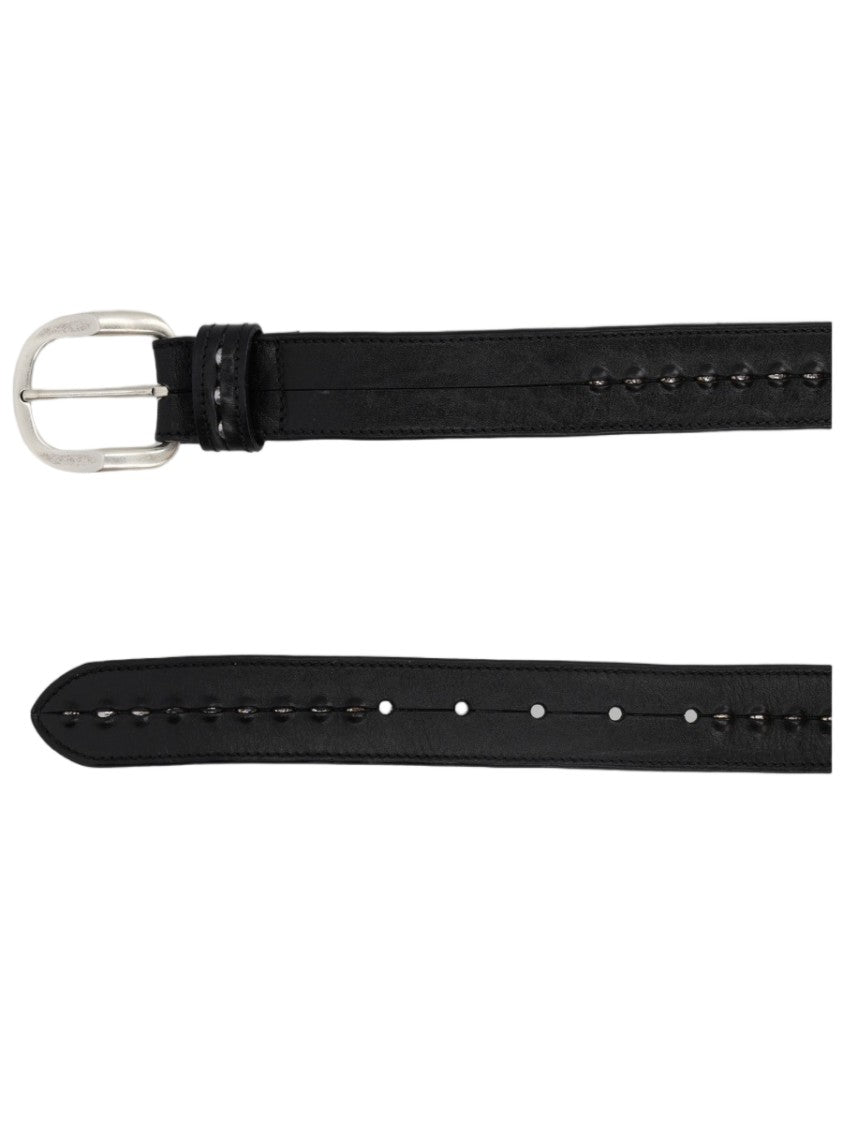 Golden Goose Refined Black Stitched Cow Leather Belt