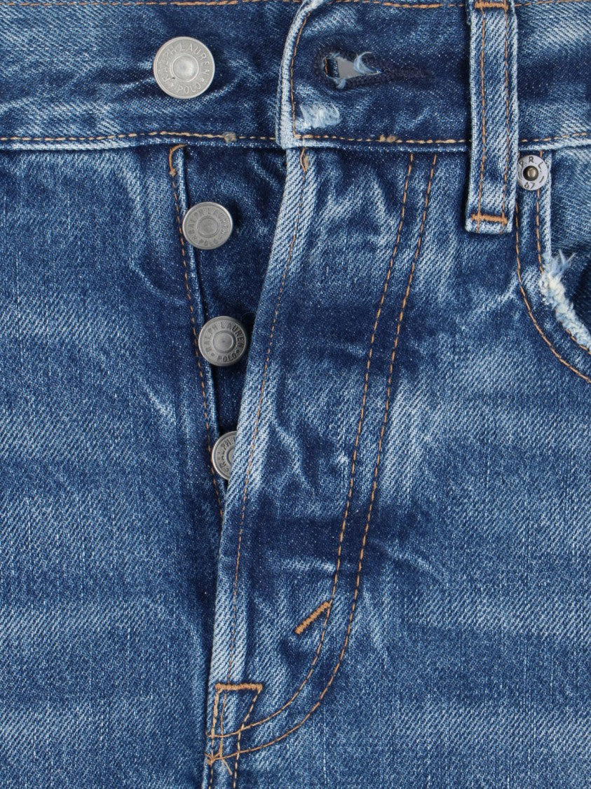 Polo Ralph Lauren Blue High-Waisted Distressed Denim Jeans