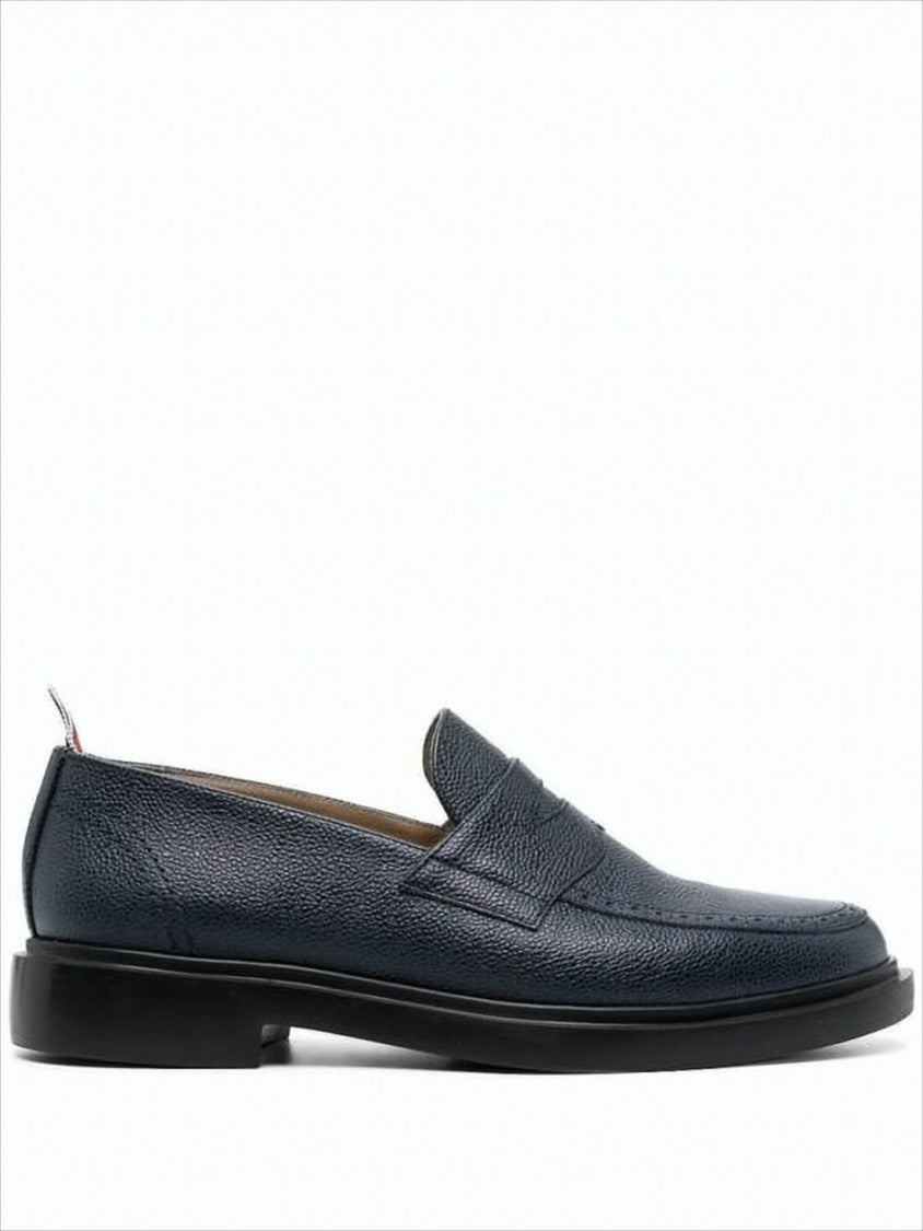 Thom Browne Textured Calf Leather Loafers With Tricolor Accent