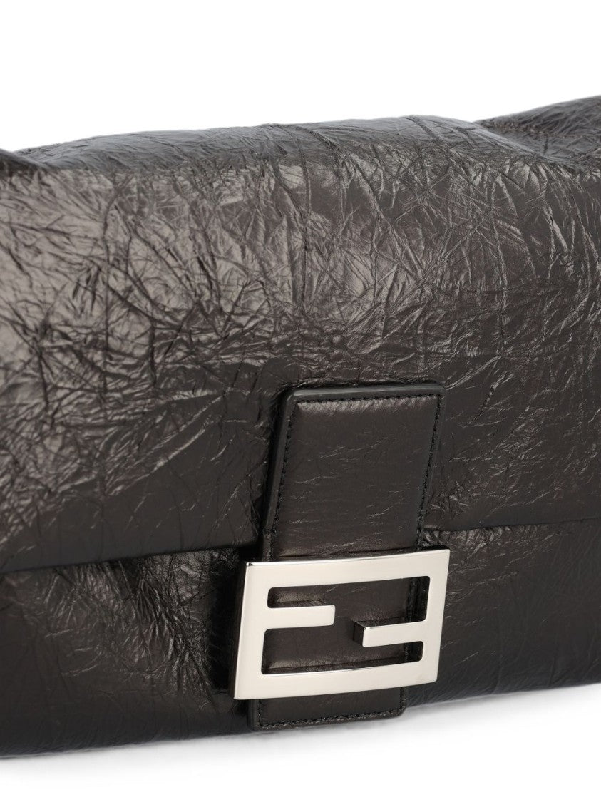Fendi Textured Leather Geometric Buckle Shoulder Bag