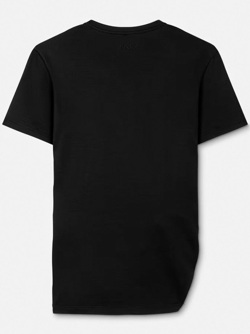 Versace Black Draped Safety Pin Silk-Cotton T-Shirt