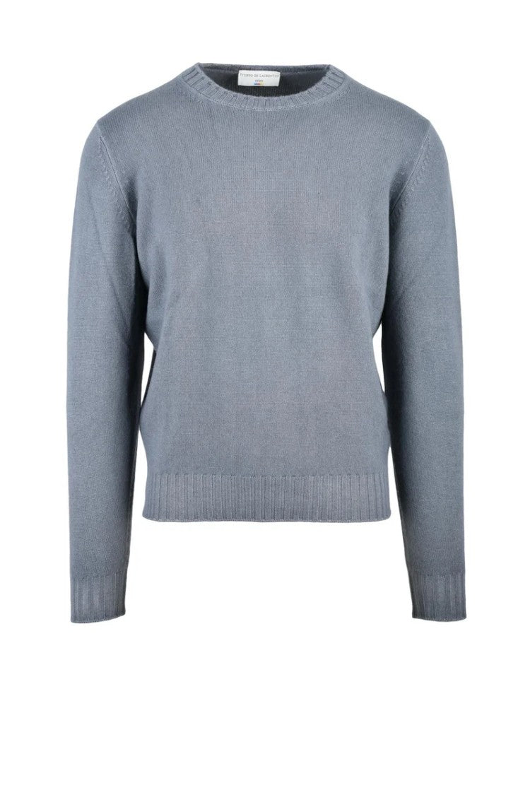 Filippo De Laurentiis Grey Virgin Wool Cashmere Men's Crew Sweater