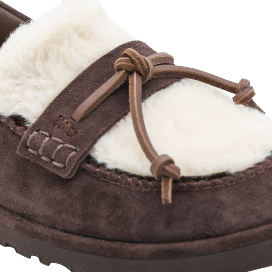 Ugg Suede Shearling Lace-Detail Flats