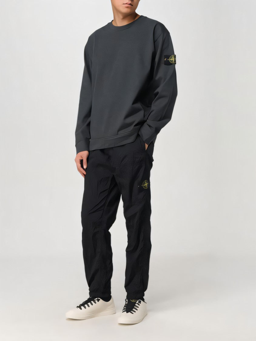 Stone Island Straight Pants With Lightweight Crinkled Nylon Fabric