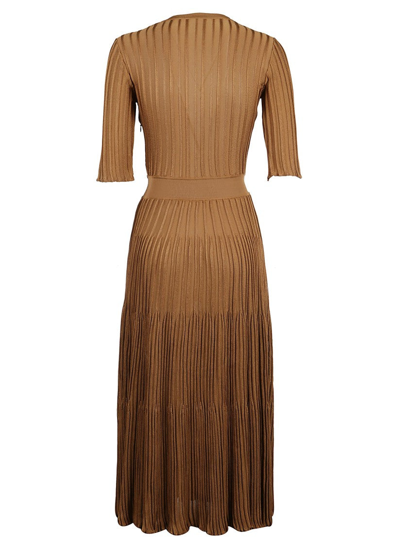 Casasola Ribbed Viscose Pleated Midi Dress
