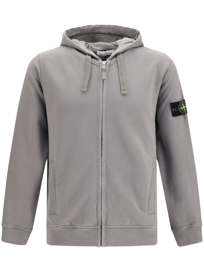 Stone Island Compass Logo Patch Zip-Up Hoodie