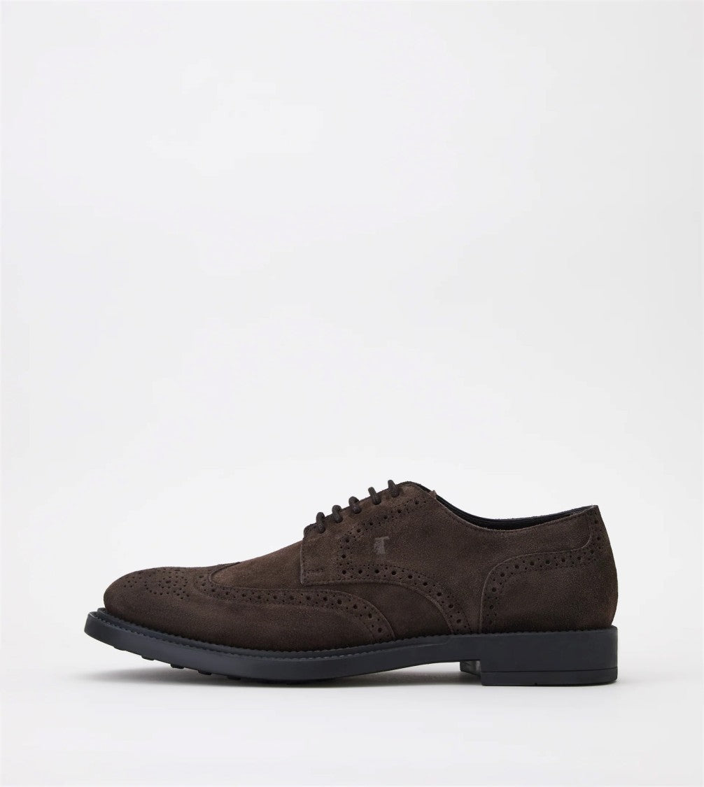 Tod's Lace-Up Wingtip Shoes In Suede