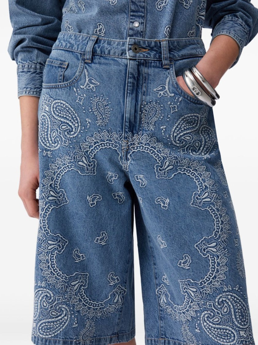 Liu Jo Light Blue Paisley Print Shorts