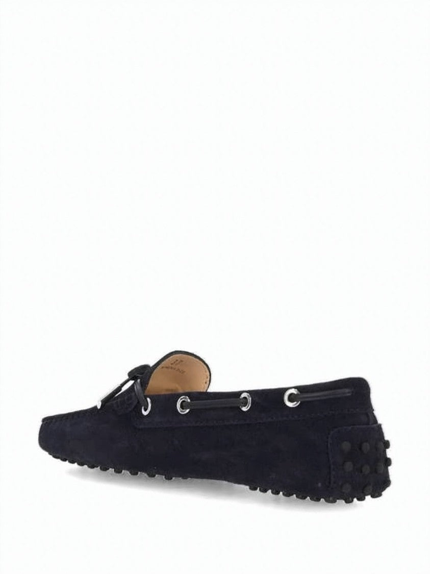 Tod's Soft Suede Loafers With Moccasin Toe And Decorative Bow